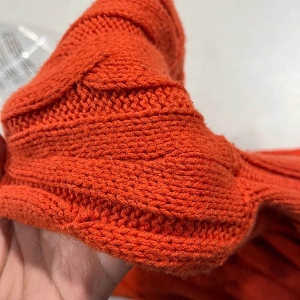 Madewell Sweater Womens Large Orange Cotton Blend Cable Knit Pullover‎ Cottage